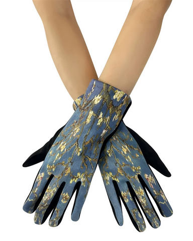Almond Blossom Vincent Van Gogh Print Suede Touchscreen Gloves