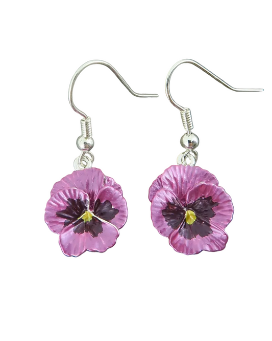 Pansy Flower Drop Earrings Assorted