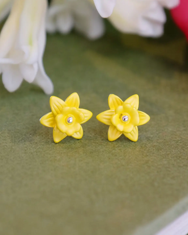 Daffodil Flower Mini Stud Earrings