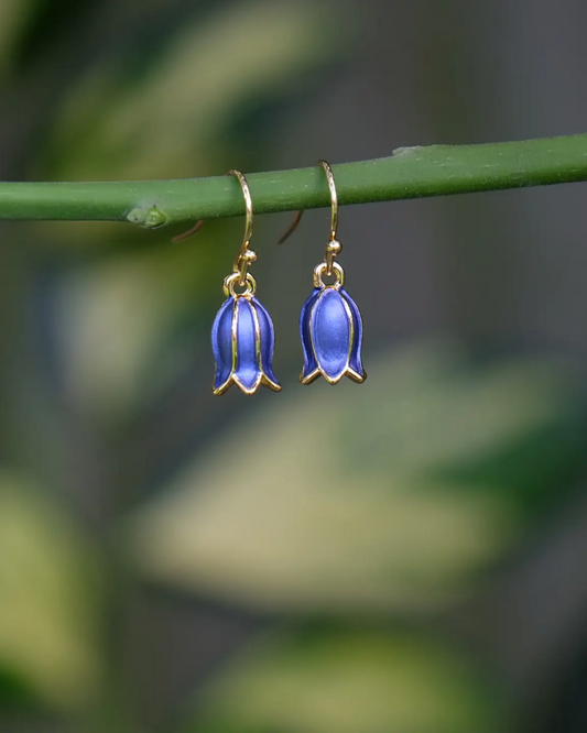 Bluebell Flower Drop Earrings in Gold & Silver
