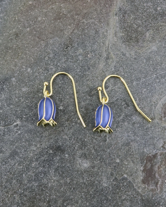 Bluebell Flower Drop Earrings in Gold