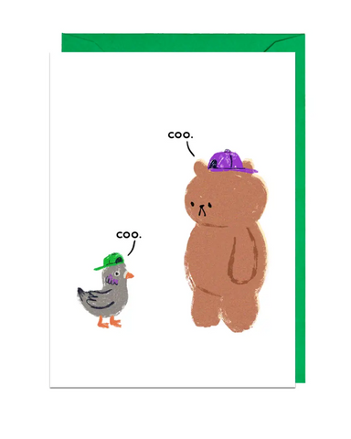 Pigeon Coo Bear Greeting Card