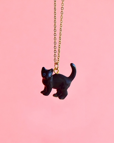 Black Cat Porcelain Necklace by Camp Hollow