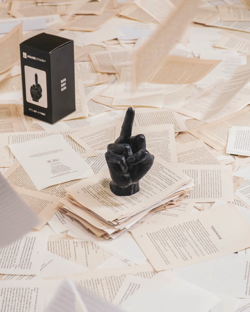 Black Middle Finger Novelty Candle