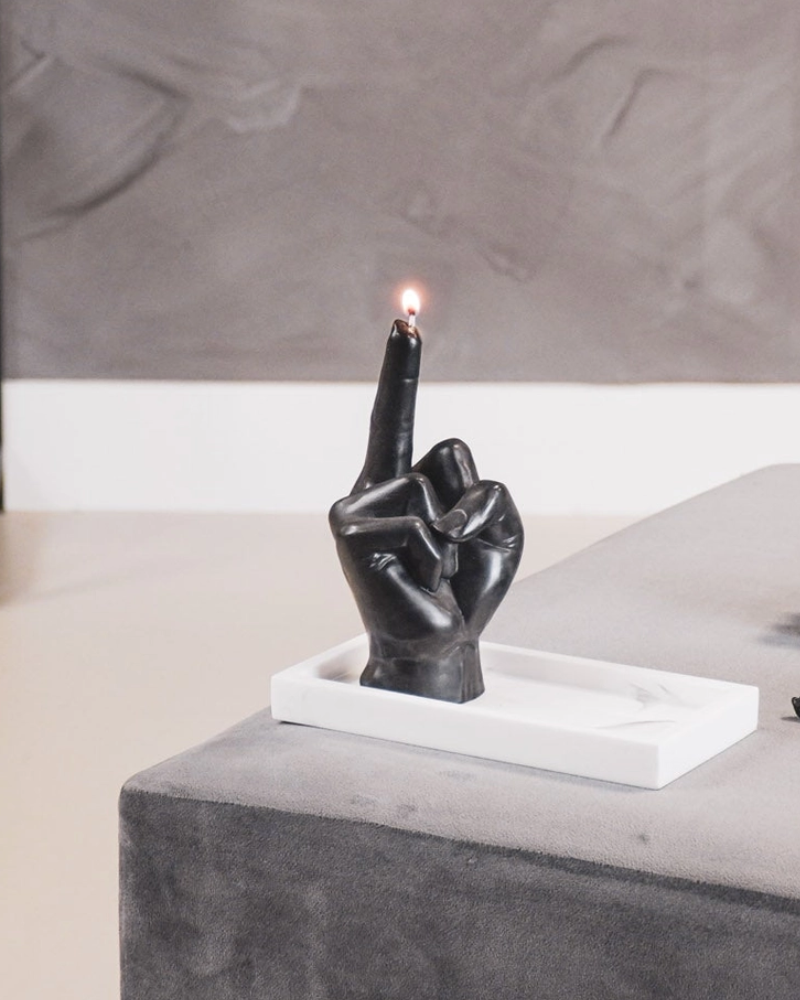 Black Middle Finger Novelty Candle