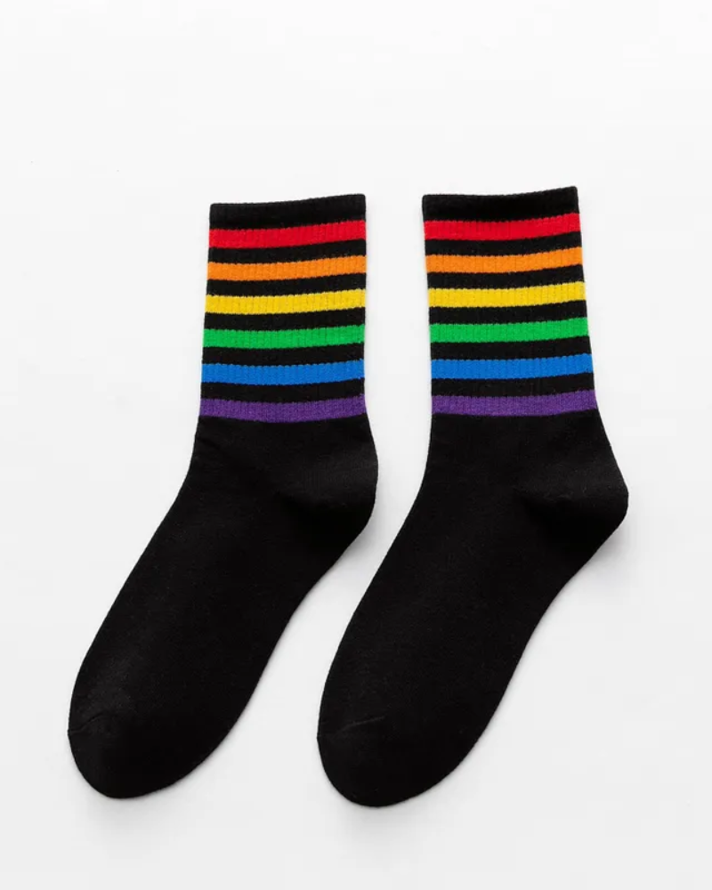 Women's Rainbow Stripe Crew Socks