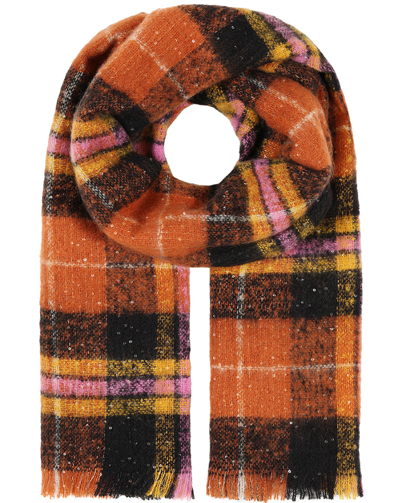 Blythe Sparkle Checked Scarf in Autumn Colours