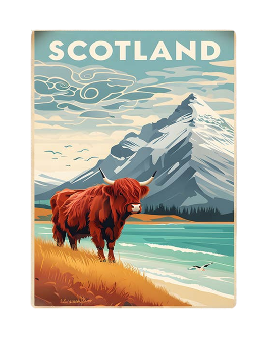 Scotland Highland Cow Travel Poster Metal Sign Plaque 8x10inch