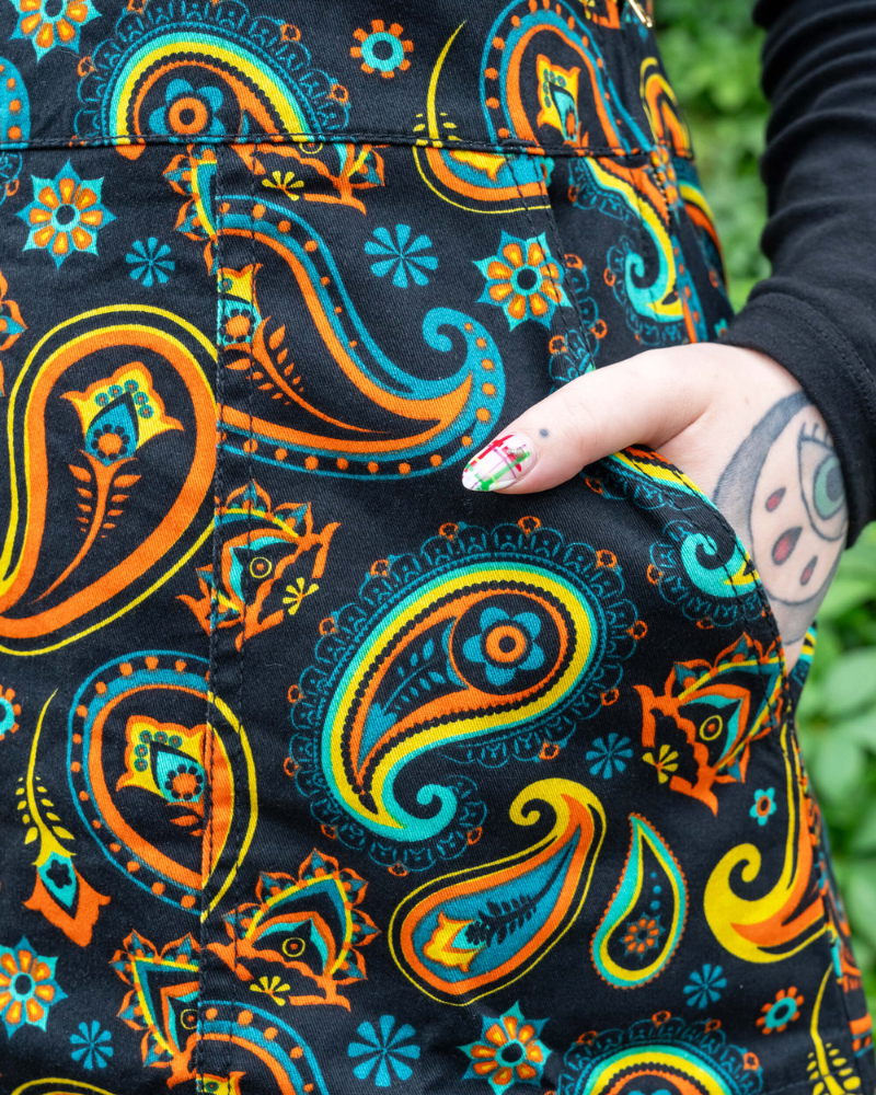 Bright Black Paisley Pinafore by Run & Fly
