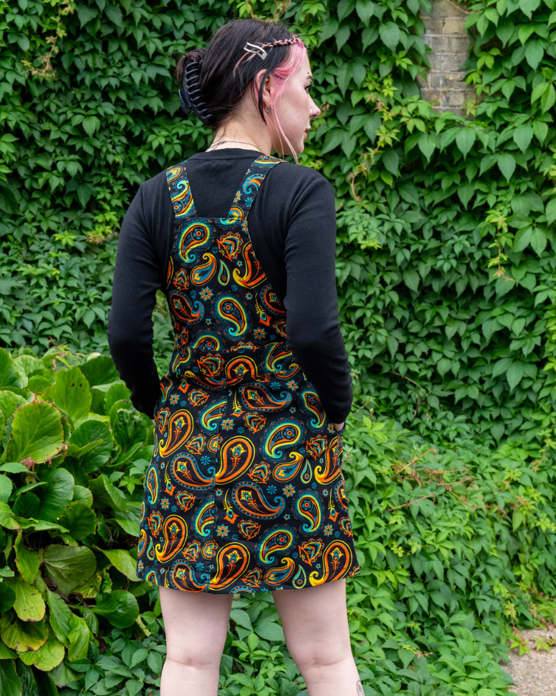Bright Black Paisley Pinafore by Run & Fly