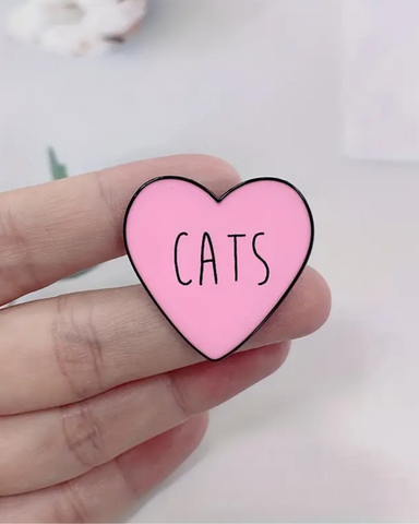 Cats Heart Enamel Pin Badge Brooch