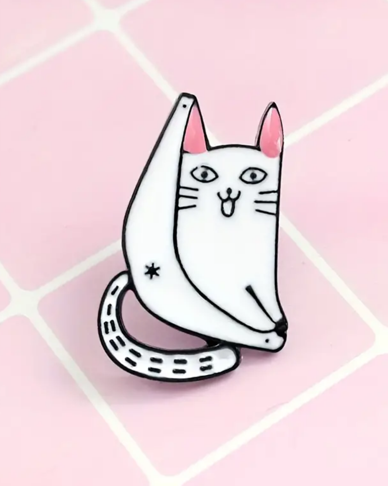 Cat Licks Enamel Pin Badge Brooch
