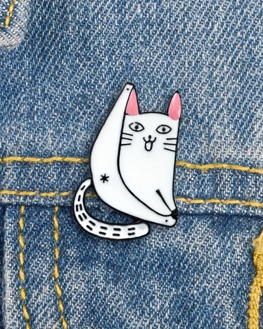 Cat Licks Enamel Pin Badge Brooch