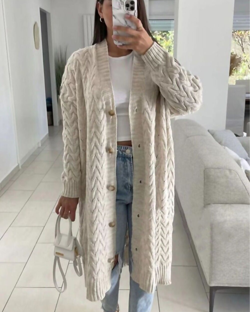 Long Cable Knit Cardigan