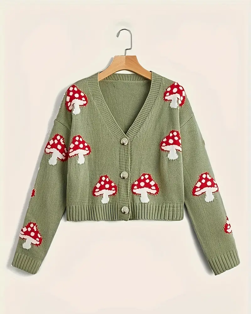 Magic Mushroom Cardigan In Green