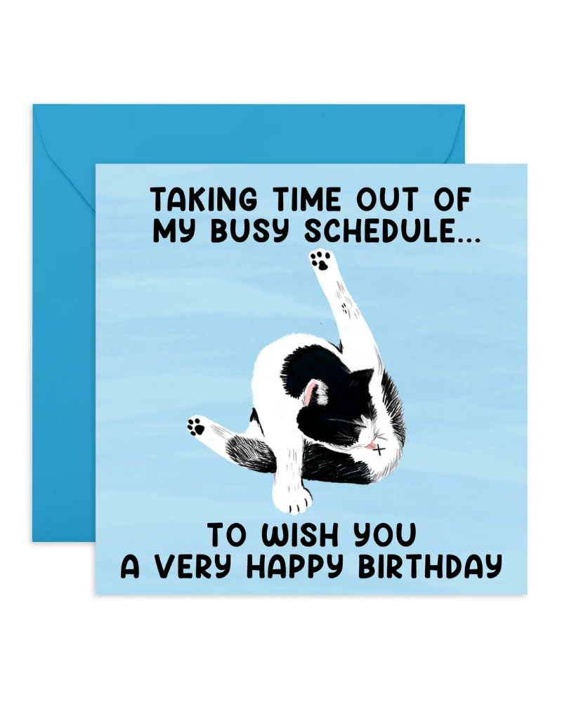 Busy Schedule Birthday Cat Card