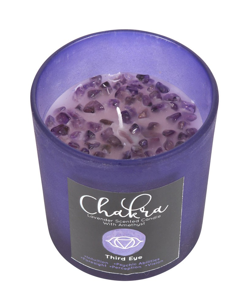 Third Eye Chakra Lavender Crystal Chip Candle