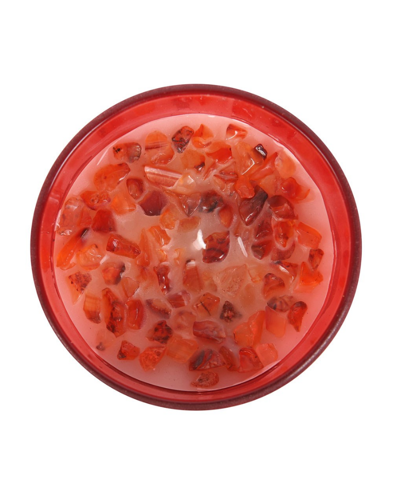 Root Chakra Strawberry Crystal Chip Candle