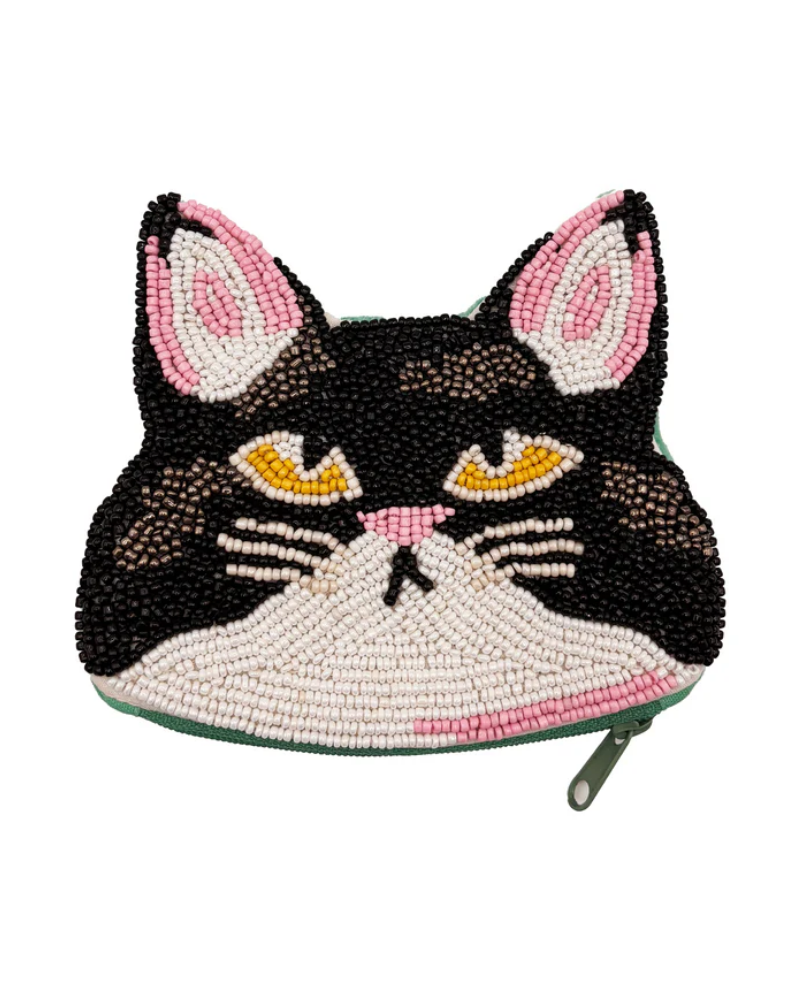 Catnip Cat Beaded Coin Purse
