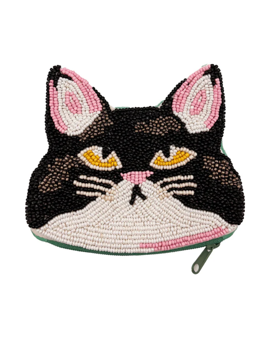 Catnip Cat Beaded Coin Purse