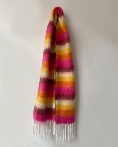 Block Stripes Rose/ Orange Blanket Scarf