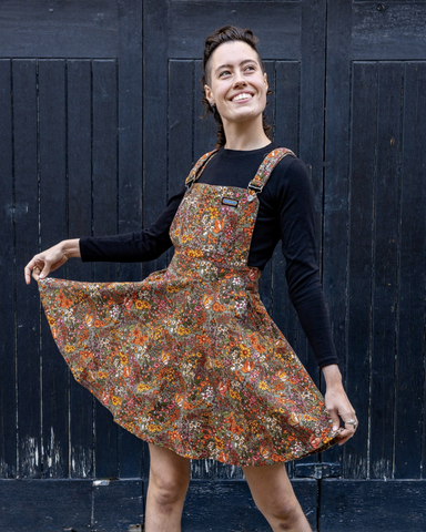 Cottagecore Floral Flared Pinafore Dress