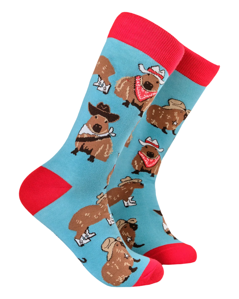 Denim Cowboy Capybara Crew Socks