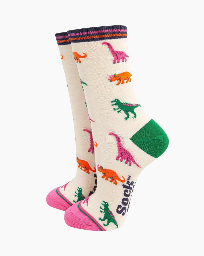 Multicoloured Dinosaur Ladies Socks Assorted