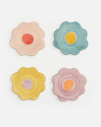 Stoneware Floral Coasters Set of 4 by Caroline Gardner