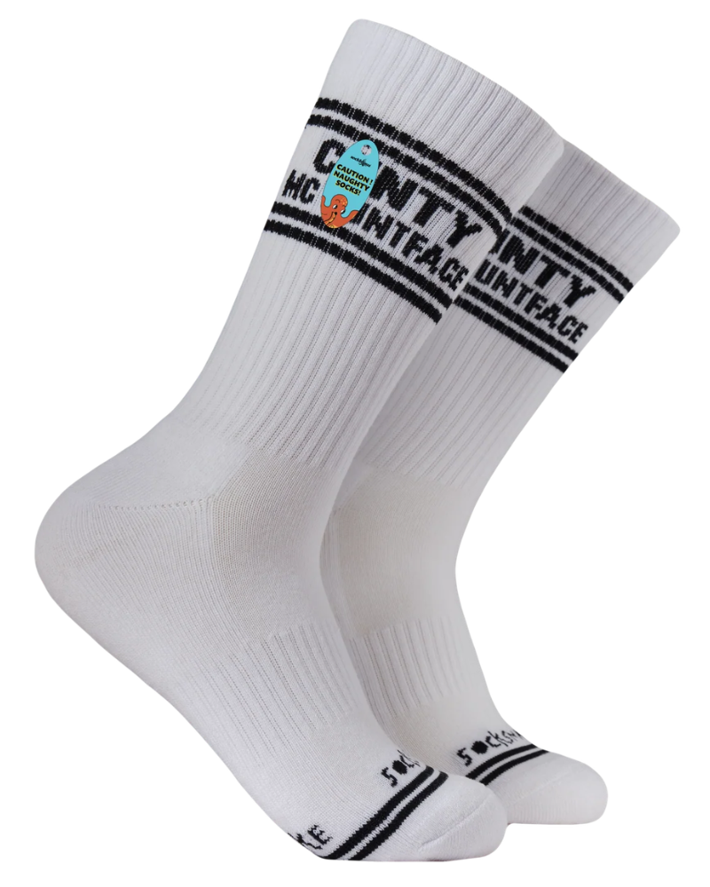 Cunty McCuntface Sweary Sport Socks White & Black