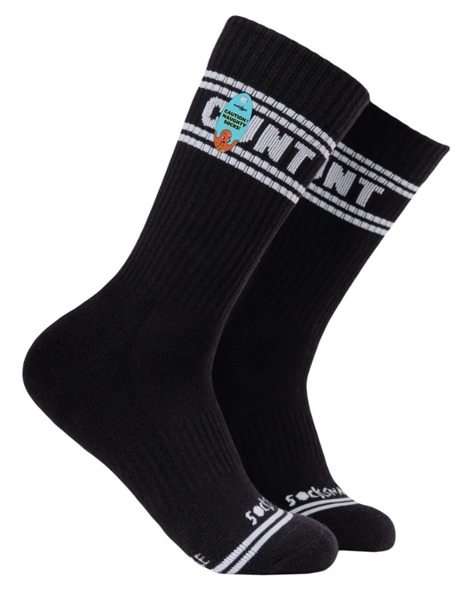 Cunt Sweary Sport Socks Black & White