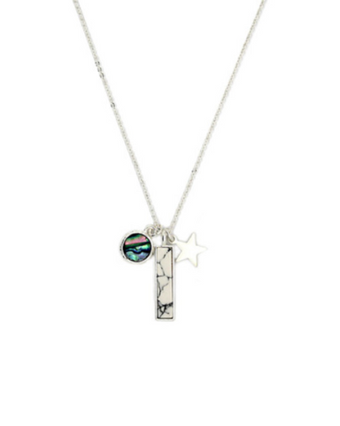 3 Charm Howlite Pendant Necklace