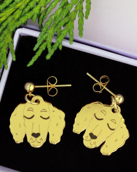 Gold Sausage Dog Dachshund Stud Earrings