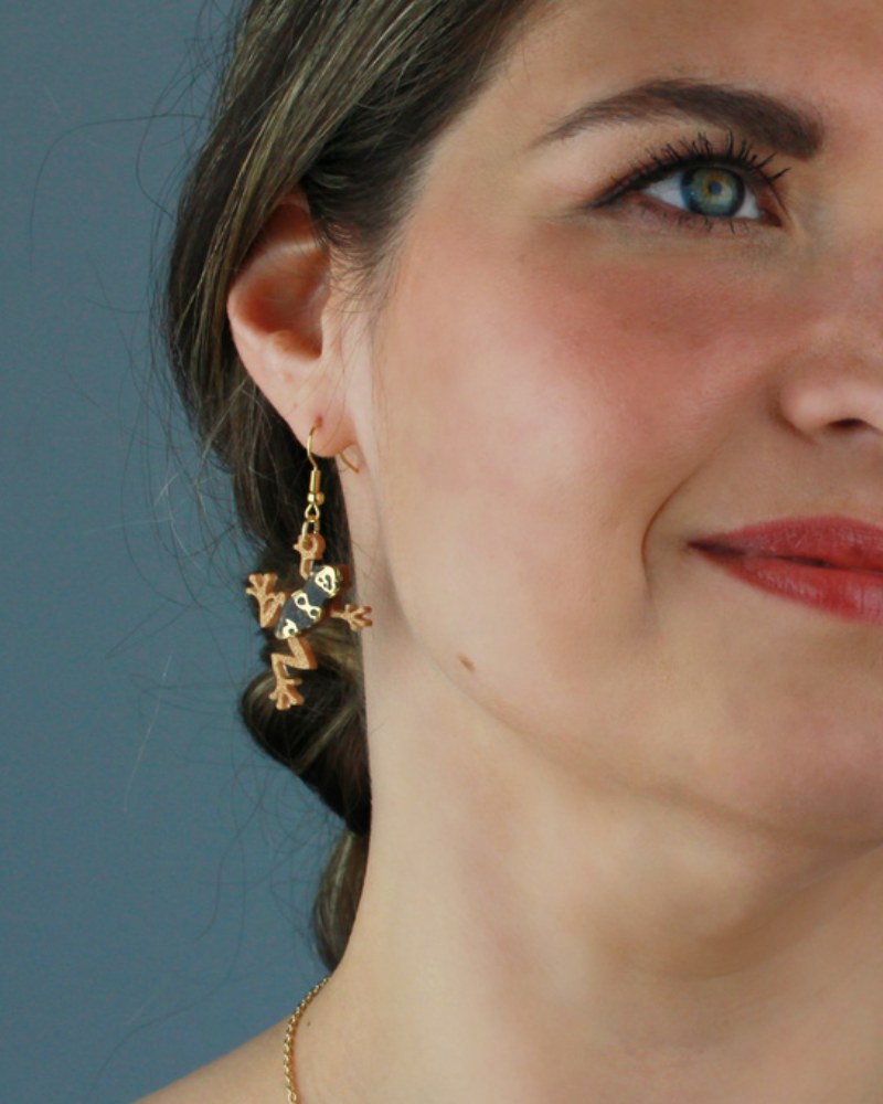 Dart Frog Black And Yellow Drop Earrings