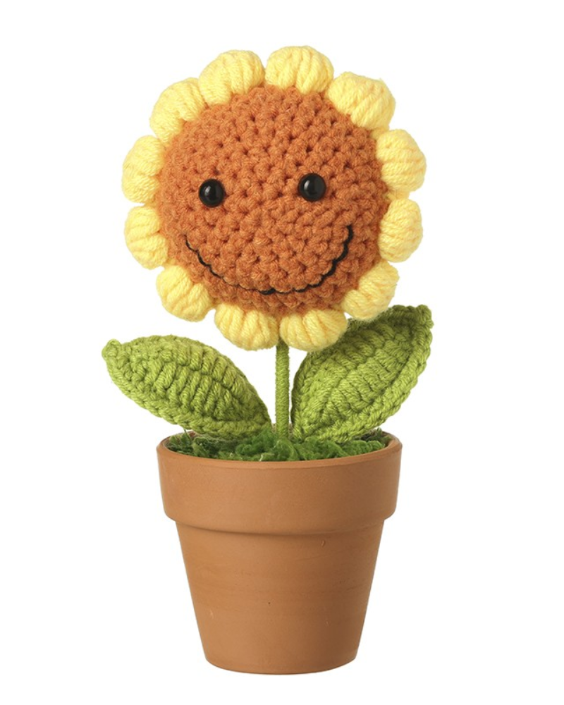 Knitted Smiley Sunflower in Pot