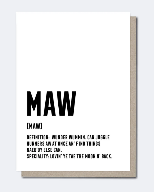 Maw Scottish Definition Greeting Card