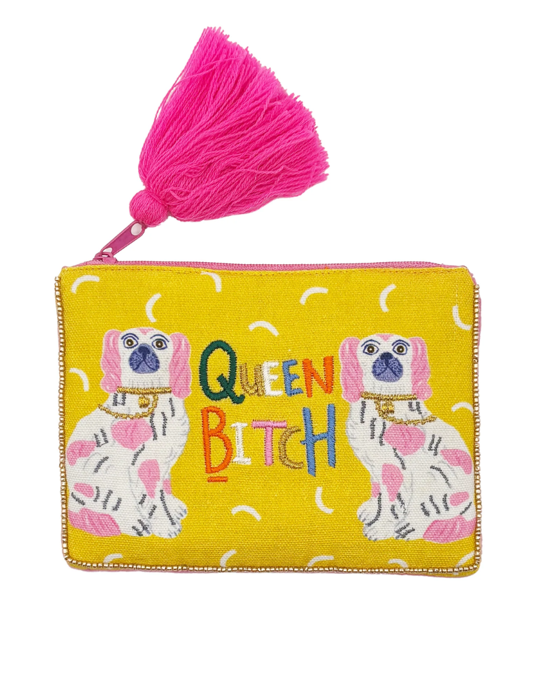 Queen Bitch Velvet Tassel Pouch Purse
