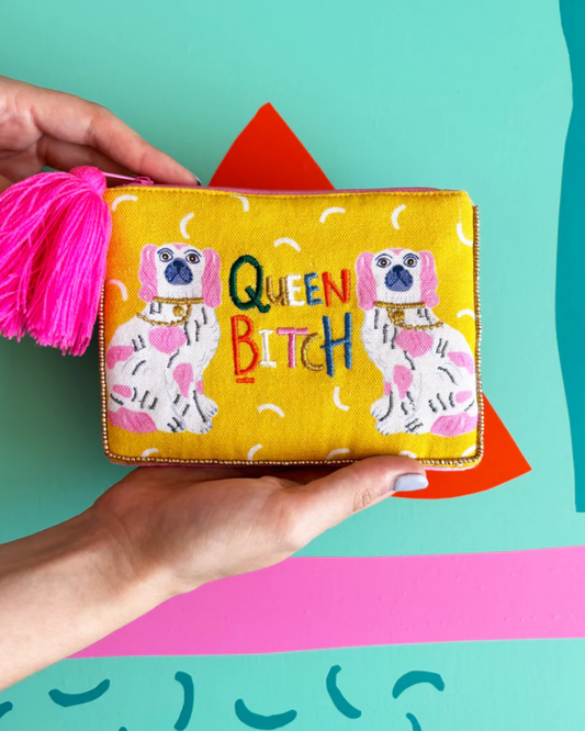 Queen Bitch Velvet Tassel Pouch Purse