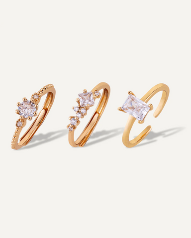 Set of 3 Kylie Crystal Stacking Rings by D&X