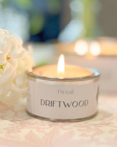 Driftwood Filled Tin Candle