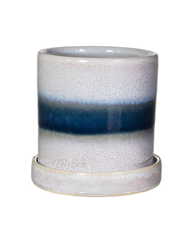 Dusk Mojave Dipped Glaze Planter With Saucer