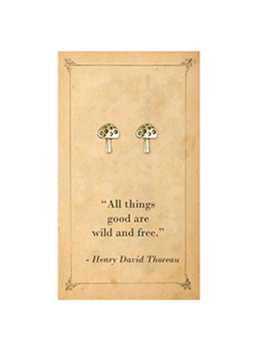 Thoreau Literary Quotes Mushroom Post Earrings