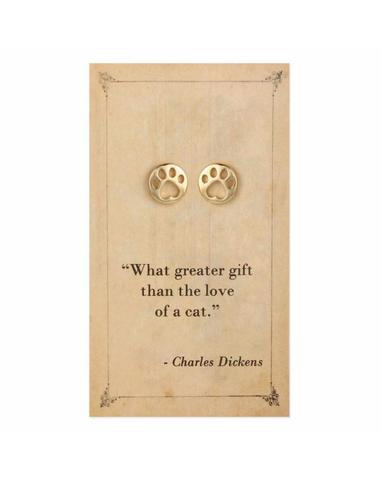 Dickens Literary Quotes Cat Post Earrings