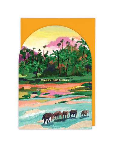 Exotic Elephants Birthday Card