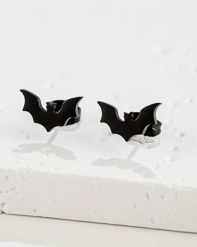 Black Bat Stud Earrings