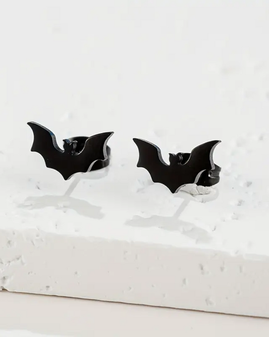 Black Bat Stud Earrings