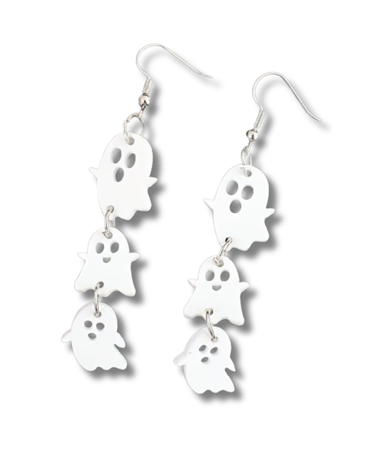 Acrylic Triple Ghost Drop Earrings