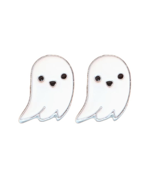Enamel Floating Ghost Stud Earrings
