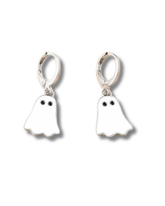 Ghost Huggie Earrings in Silver
