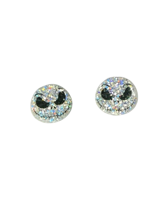 Mini Jack Skellington Glitter Stud Earrings